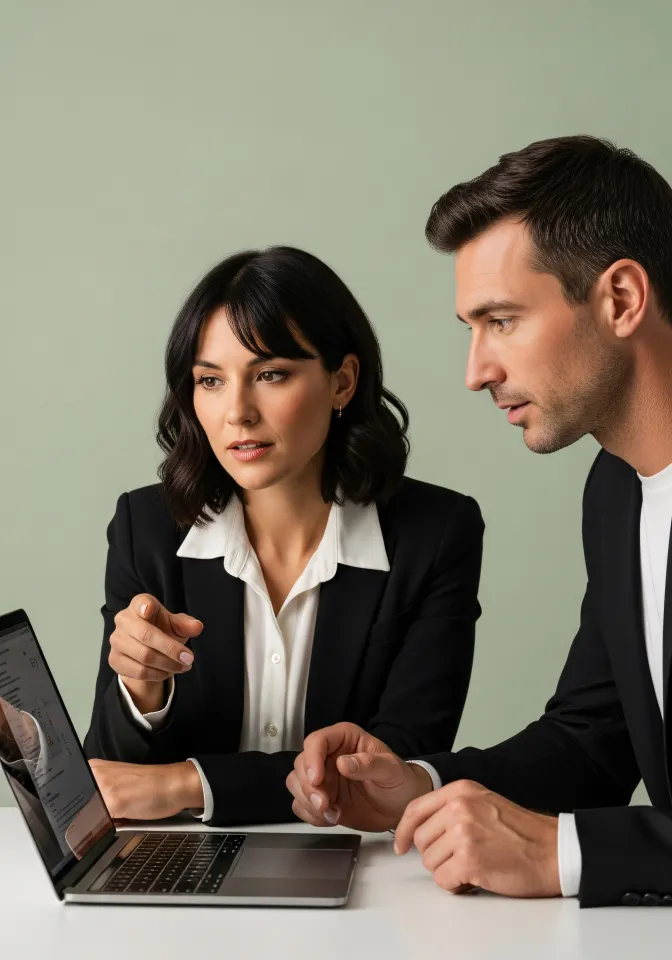 Empreendedor recebendo análise por tablet